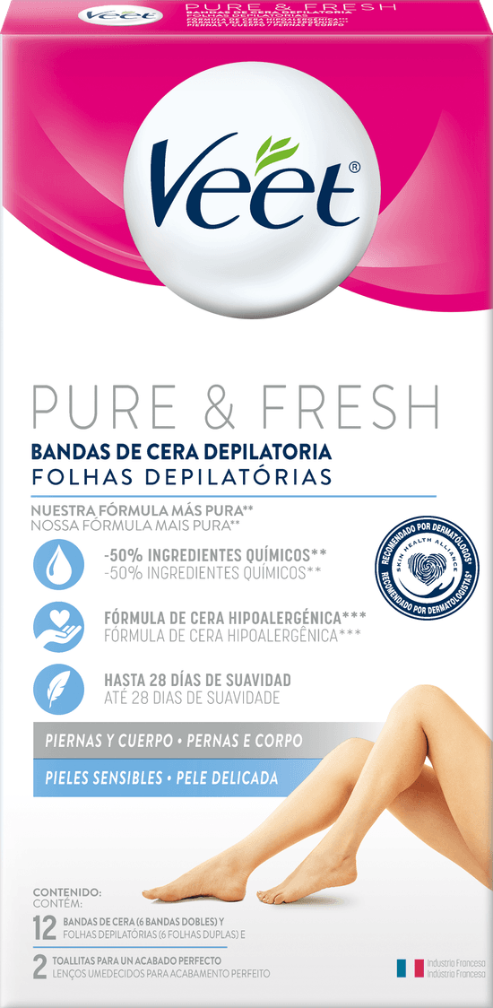 Veet Pure&Fresh Bandas de Cera Corporal Pieles Sensibles